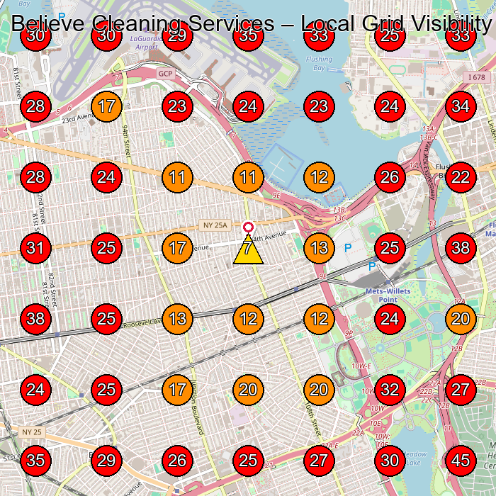 Believe Cleaning Services GeoGrid visibility map for Commercial Cleaning Service in Jackson Heights